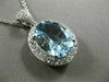 ESTATE LARGE 5.82CT DIAMOND & AAA AQUAMARINE 14K WHITE GOLD 3D OVAL HALO PENDANT
