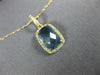 ESTATE 1.96CT DIAMOND & AAA BLUE TOPAZ 14KT YELLOW GOLD RECTANGULAR LOVE PENDANT