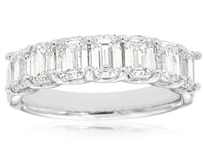 WIDE 2.20CT DIAMOND 14KT WHITE GOLD 3D EMERALD CUT SHARED PRONG ANNIVERSARY RING
