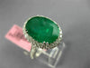 ESTATE LARGE 6.74CT DIAMOND & AAA EMERALD 18K WHITE GOLD 3D HALO ENGAGEMENT RING