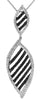 1.55CT WHITE & BLACK DIAMOND 14KT WHITE GOLD LEAF MARQUISE SHAPE JOURNEY PENDANT