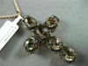 ESTATE LARGE 10.76CT BLACK DIAMOND & SMOKY TOPAZ 14KT ROSE GOLD CROSS PENDANT