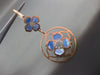 ESTATE LARGE .17CT DIAMOND & BLUE MOTHER OF PEARL 14K ROSE GOLD HANGING EARRINGS