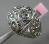 ESTATE MASSIVE .25CT DIAMOND 14KT WHITE GOLD 3D OPEN FILIGREE FLOWER LEAF RING