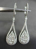 ESTATE LARGE 2.60CT DIAMOND 18KT WHITE GOLD 3D HALO PEAR DROP HANGING EARRINGS
