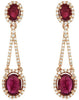 4.32CT DIAMOND & AAA RUBY 14KT ROSE GOLD 3D OVAL & ROUND HALO HANGING EARRINGS