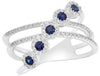 WIDE .52CT DIAMOND & AAA SAPPHIRE 14KT WHITE GOLD 3D DIAGONAL CRISS CROSS RING