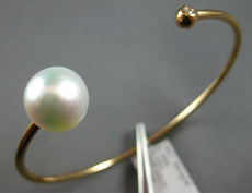 .03CT DIAMOND & AAA SOUTH SEA PEARL 14KT ROSE GOLD 3D SOLITAIRE BANGLE BRACELET