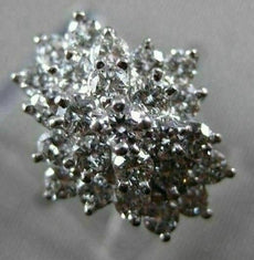 ESTATE LARGE 1.0CT ROUND DIAMOND 14KT WHITE GOLD FLOWER CLUSTER RING VVS #16302