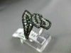 ESTATE WIDE 2.38CT WHITE & BLACK DIAMOND 14KT WHITE GOLD 3D MULTI LEAF LOVE RING