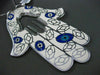 ESTATE MASSIVE 1.0CT DIAMOND 14KT WHITE GOLD ENAMEL CHAMSA EVIL EYE PENDANT