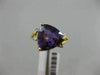 LARGE 3.24CT DIAMOND & AAA TRILLION AMETHYST 14KT YELLOW GOLD MILGRAIN FUN RING
