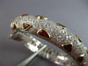 12.99CT DIAMOND & AAA RUBY 18K 2 TONE GOLD TRILLION & ROUND CUFF BANGLE BRACELET