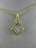 ESTATE 1.0CT DIAMOND 14KT YELLOW GOLD 3D CLASSIC SQUARE INVISIBLE PENDANT #9697