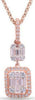ESTATE .45CT DIAMOND 14KT ROSE GOLD ROUND & BAGUETTE INVISIBLE SQUARE PENDANT