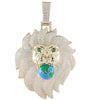 EXTRA LARGE 4.86CT DIAMOND AAA EMERALD BLUE GREEN ENAMEL 14K YELLOW GOLD PENDANT