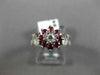 ANTIQUE .60CT OLD MINE DIAMOND & AAA RUBY 14KT WHITE GOLD 3D FLOWER RING #21685