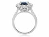 GIA CERTIFIED 4.75CT DIAMOND & AAA SAPPHIRE 18KT WHITE GOLD HALO ENGAGEMENT RING