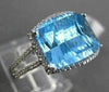 ESTATE WIDE 6.43CTW DIAMOND & AAA BLUE TOPAZ 14KT WHITE GOLD 3D RECTANGULAR RING