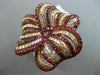 ESTATE EXTRA LARGE 3.63CT DIAMOND & AAA PINK RUBY 18K ROSE GOLD 3D FLOWER RING