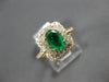 ESTATE 4.32CT DIAMOND & AAA EMERALD 14KT YELLOW GOLD DOUBLE HALO ENGAGEMENT RING