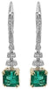 LARGE 2.78CT DIAMOND & AAA EMERALD 18KT 2 TONE GOLD 3D SQUARE & ROUND EARRINGS