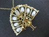 ANTIQUE .05CT DIAMOND & PEARL 14KT TWO TONE GOLD PEACOCK BIRD PIN PENDANT #20841