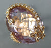 LARGE 8.36CT DIAMOND & AAA PINK AMETHYST 14KT ROSE GOLD 3D PALM TREE FLOWER RING