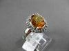 ESTATE LARGE 2.48CT DIAMOND & AAA EXTRA FACET CITRINE 14KT WHITE GOLD HALO RING