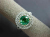ESTATE LARGE 2.07CT DIAMOND & AAA EMERALD 18KT 2 TONE GOLD ROUND ENGAGEMENT RING