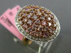 ESTATE LARGE 1.64CT PINK & WHITE DIAMOND 18KT 2 TONE GOLD 3D OVAL FILIGREE RING