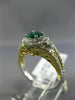 ESTATE WIDE 2.4CT DIAMOND & AAA COLOMBIAN EMERALD 14K WHITE GOLD ENGAGEMENT RING