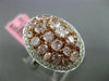 ESTATE LARGE 2.96CT WHITE & FANCY PINK DIAMOND 18KT GOLD OVAL FILIGREE RING