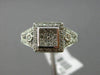 ESTATE .33CT DIAMOND 14KT WHITE GOLD 3D SQUARE HALO PAVE MLGRAIN FRIENDSHIP RING