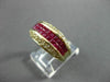 ESTATE WIDE 2.90CT DIAMOND & AAA SQUARE CUT RUBY 14KT YELLOW GOLD RING #23007