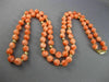 ANTIQUE LONG 14KT YELLOW GOLD BEAD 3D AAA PINK CORAL FILIGREE NECKLACE #25473