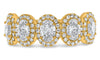 1.35CT DIAMOND 14KT YELLOW GOLD OVAL ROUND FLOWER SEMI ETERNITY ANNIVERSARY RING