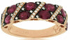 ESTATE .18CT DIAMOND & AAA RUBY 14KT ROSE & BLACK GOLD DIAGONAL ANNIVERSARY RING