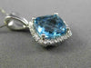ESTATE 2.92CT DIAMOND & BLUE TOPAZ 14KT WHITE GOLD SQUARE HALO FILIGREE PENDANT