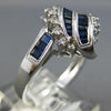 1.20CT DIAMOND & AAA SAPPHIRE 14KT WHITE GOLD 3D ROUND & BAGUETTE LEAF LOVE RING
