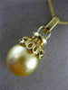 LARGE .60CT DIAMOND & AAA GOLDEN SOUTH SEA PEARL 18KT YELLOW GOLD FLOWER PENDANT