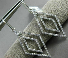 LARGE 1.35CT DIAMOND 14KT WHITE GOLD 3D DOUBLE HALO CHANDELIER HANGING EARRINGS
