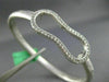 ESTATE LARGE .75CT DIAMOND 18K WHITE GOLD MATTE & SHINY HUG LOVE BANGLE BRACELET