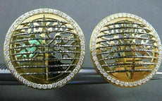 ESTATE LARGE 1.51CT DIAMOND 18K WHITE & YELLOW GOLD 3D FILIGREE CLIP ON EARRINGS