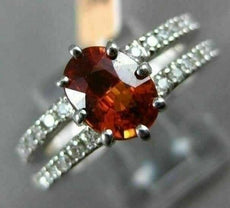 ESTATE 1.87CT DIAMOND & AAA ORANGE SAPPHIRE 14KT WHITE GOLD TWO ROW PROMISE RING