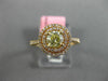 ESTATE .88CT PINK & GREEN DIAMOND 18KT ROSE GOLD 3D DOUBLE HALO ENGAGEMENT RING