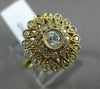 ESTATE WIDE .75CT ROUND DIAMOND 14K YELLOW GOLD 3D FILIGREE MILGRAIN FLOWER RING