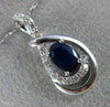 ESTATE .78CT DIAMOND & AAA SAPPHIRE 14K WHITE GOLD 3D OVAL INFINITY LOVE PENDANT