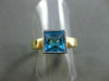 ESTATE WIDE 2.0CT AAA EXTRA FACET BLUE TOPAZ 14K TWO TONE GOLD SQUARE RING #1018