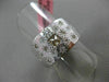 ESTATE WIDE .52CT WHITE & FANCY YELLOW DIAMOND 18KT WHITE GOLD FLOWER LOVE RING